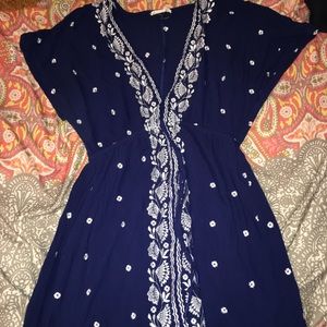 Flowy blue v cut dress